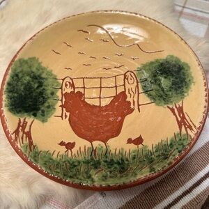 Rustic Chicken Pottery Plate